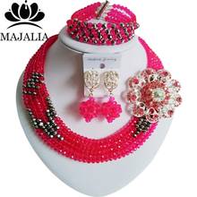 Joyas de boda nigerianas para novia, joyería para dama de honor, vestido de cristal rosa, joyería africana, cuentas de boda, FC-01 2024 - compra barato