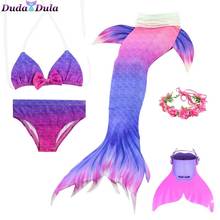 Cola de sirena para niñas, traje de baño con aleta, peluca de sirena, trajes de Cosplay, 5 uds. 2024 - compra barato