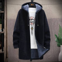 New Mens Hooded Solid Trench Coat Zipper Jacket Cardigan Long Sleeve Outwear Male Autumn Winter Slim Fit Long Coat Top 2024 - buy cheap