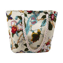 Винтажная женская сумка с вышивкой, пляжная сумка на плечо, Женская Холщовая Сумка-тоут на одно плечо с цветочным принтом птиц 2024 - купить недорого
