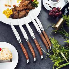 Laguiole-cuchillos para carne, cuchillo de mesa de cocina con mango de madera, cubiertos japoneses de acero inoxidable, vajilla de cocina de 9 '', 23,2 cm, RU, 6 uds. 2024 - compra barato