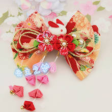 Horquilla con lazo grande de conejo, accesorio para el cabello hecho a mano, estilo japonés Vintage, Kanzashi, Clip para la cabeza, Kimono Sakura 2024 - compra barato