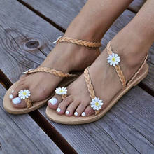 TELOTUNY-Sandalias planas con flores para mujer, zapatos de verano, chanclas de Punta abierta, zapatillas de playa, envío gratis 2024 - compra barato