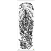 6 Designs Waterproof Temporary Tattoo Stickers Full Arm Large Skull Old School Tatoo Stickers Flash Fake Tattoos for Men Women 2024 - buy cheap