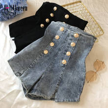 Summer 2020 Korean Streetwear Women Double Breasted High Waist Denim Shorts Black Vintage Sexy Short HotPants Jean Mini Shorts 2024 - buy cheap