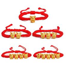 2021 New Year Mascot Golden Mouse Cow Charm Five Fortunes Bracelets Attract Wealth Lucky Kabbalah Red String Bracelet Unisex 2024 - buy cheap