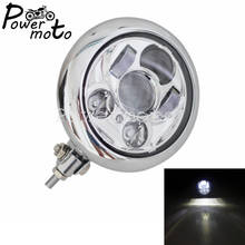 Chrome motocicleta de alumínio 5.75 "led oi/lo retro farol para harley touring dyna cruzadores chopper bobber drl frente cabeça luz 2024 - compre barato