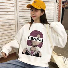 Moletom com capuz estampa de desenho animado japonês moda feminina fofa manga comprida harajuku roupas engraçadas ulzzang 2024 - compre barato