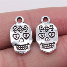 10pcs Charms Carved Skull Diy Jewelry Findings Antique Silver Color 10x17mm Carved Skull Charms 2024 - buy cheap
