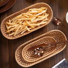 Hand-woven Bamboo Storage Basket Fruit Candy Dish Rattan Bread Basket Kitchen Picnic Sundry Container 2024 - buy cheap