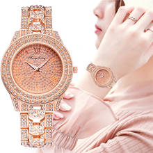 Reloj de lujo con diamantes para mujer, pulsera de acero inoxidable de oro rosa, regalo femenino 2024 - compra barato
