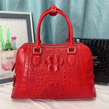 Genuine Alligator Skin Zipper Closure Lady Red Handbag Authentic Crocodile Leather Women Shell Purse Female Large Shoulder Bag 2024 - buy cheap