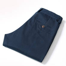 Calças masculinas de alta qualidade algodão casual calças estiramento masculino longo em linha reta 4 cor plus size calça terno 42 44 46 2024 - compre barato