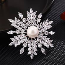 Luxury White Leaf Brooches Pins Crystal Bridal Bouquet Brooch Pin Plant Wedding Jewelry Flower Broach Women Christmas Gift 2024 - buy cheap