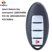 KEYECU Continental: S180144006 433,92 МГц умный дистанционный ключ с 4 кнопками Fob для Nissan Pathfinder 2013 2014 2015 KR5S180144014 2024 - купить недорого