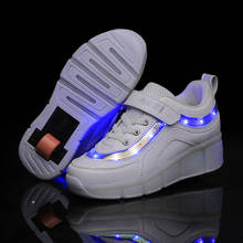 Black Pink White USB Charging Fashion Girls Boys LED Light Roller Skate Shoes For Children Kids Sneakers With Wheels One wheels 2024 - buy cheap