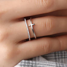 Classic Adjustable Cross Geometric Ring Crystal Silver Color Rings For Women Girls Party Valentine's Gifts Finger Ring Jewelry 2024 - buy cheap