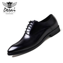DESAI Mens Formal ShoesGenuine Leather Oxford Shoes for Men Italian 2019 Dress Shoes Wedding Shoes Lace Up Leather Brogues 2024 - buy cheap