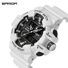 SANDA White Sports Men's Watches Top Brand Luxury Military Quartz Watch Men Waterproof S Shock Wristwatches relogio masculino 2024 - купить недорого