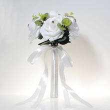 Bride wedding bouquet simulation white rose bouquet decoration bridesmaid flower girl hand throw flower 2024 - buy cheap