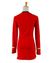 Fast Delivery Star Costume Trek TOS Uniform Duty Dress Cotton Red T-Shirt Women Outfit Cosplay Halloween Carnival Fancy Dress 2024 - buy cheap