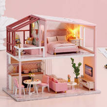 DIY Doll House Wooden Doll Houses Miniature Dollhouse Furniture Kit with LED Toys for children Christmas Gift 2024 - buy cheap