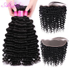 Abijale Brazilian Hair Wave Bundles with Closure Human Hair Bundles With Frontal Deep Wave Bundles With Closure Remy 2024 - buy cheap