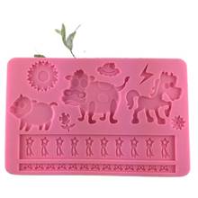 Moldes de silicona con forma de encaje Fondant y pasta de goma molde para torta en relieve decoración molde bosque Animal E515 2024 - compra barato