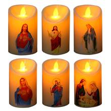 Jesus cristo velas lâmpada led tealight romântico pilar luz criativa sem chama vela eletrônica bateria operado 2024 - compre barato