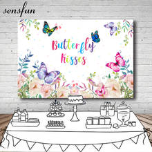 Sensfun Butterfly Flowers Photography Backgrounds For Photo Studio Girls Happy Birthday Party Backdrop Banner 7x5ft Vinyl 2024 - buy cheap