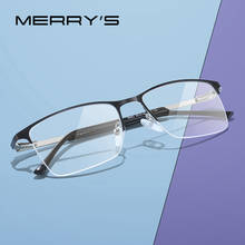 Merrys armação de óculos masculino de liga, armação quadrada meia óptica ultraleve de miopia e hipermetropia s2062 2024 - compre barato