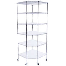 Prateleira de rack de armazenamento com 2 "rodas pp 6-layer cromado poligonal canto 680*680*1800 prata eua ações 2024 - compre barato