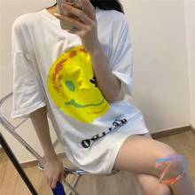 Camiseta de gran tamaño con estampado de letras para hombre y mujer, camisa con estampado de letras Sunshine Smiley, Tops informales de alta calidad Adererror 2024 - compra barato