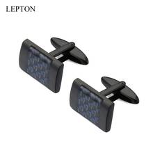 Lepton Carbon Fiber Cufflinks for Mens Shirt Cuffs Cufflink High Quality Matte Square Black Color Stainless steel Cuff links 2024 - buy cheap