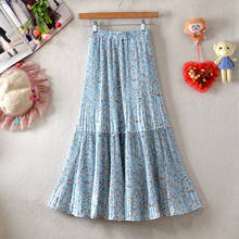 Женская длинная юбка с цветочным принтом, плиссированная юбка с поясом на резинке в новом стиле, лето 2021 2024 - купить недорого
