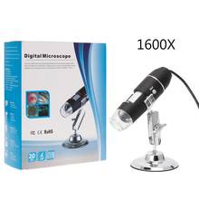 1600X USB цифровой микроскоп камера эндоскоп 8LED лупа с металлической подставкой 2024 - купить недорого