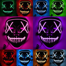 Máscara esportiva colorida de led para festa, máscara de purga, luzes que brilham no escuro, dia das bruxas, festival, cosplay 2024 - compre barato