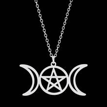 Gothic Moon and Pentagram Pendant Chain Necklace for Women Men Stainless Steel Black Witchcraft Choker Necklaces Wicca Jewelry 2024 - buy cheap