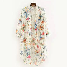 Kimono Vintage de raso Floral para mujer, blusa larga holgada, chal bohemio, con protección solar 2024 - compra barato