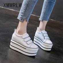 XMWRLW Genuine Leather Women Flat Platform Shoes 2020 Spring Autumn Hook Loop Casual Woman White/Black Sneakers Ladies Shoes 2024 - buy cheap