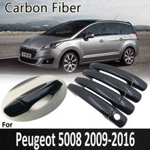 Black Carbon Fiber for Peugeot 5008 2008 2009 2010 2011 2012 2013 2014 2015 2016 Auto Door Handle Cover Sticker Car Accessories 2024 - buy cheap