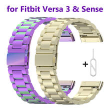 Correa para Fitbit Sense / Versa 3, pulsera de acero inoxidable, accesorios de repuesto para reloj inteligente de Metal, oro oficial para hombre 2024 - compra barato