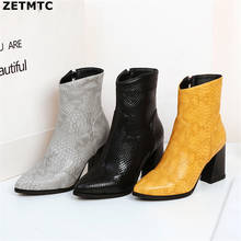 Sanke-Botas Chelsea de punta estrecha para Mujer, zapatos de cuero, botines de vaquero con tacón cuadrado, cosacks occidentales 2024 - compra barato