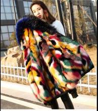 Fluffy Ladies Hooded Faux Fur Coat Short Fashion Imitation Fox Fur Parka Coat Plus Size Thick & Warm Autumn Winter Jacket 2024 - buy cheap