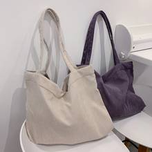 Вельветовая сумка-шоппер на плечо для женщин 2021, женские повседневные Экологичные многоразовые вместительные сумки 2024 - купить недорого