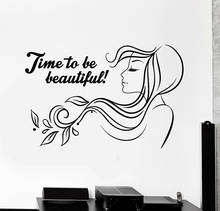 Time to be Beautiful Vinyl Wall Decal Beauty Salon Quote Woman Hair Salon Stickers Mural Self Adhesive Monochrome Decals A272 2024 - buy cheap