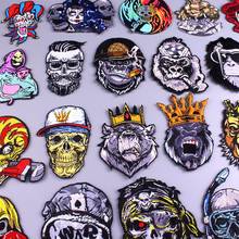 Iron On Patches For Clothing DIY Bear Embroidered Patches For Clothes Punk Skull Stripe For Jeans Biker Patch Sticker On Clothes 2024 - buy cheap