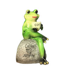 Europe Frogs Drink Coffee Figurines Resin Animal Crafts Miniature  Garden  Home Outdoor lawn Landscape Decoration Wedding Gift 2024 - buy cheap