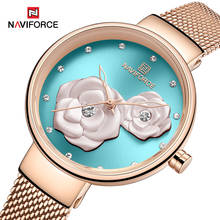 NAVIFORCE-relojes de lujo para mujer, en 3D Accesorio con diseño de flores, de cuarzo, a la moda, resistente al agua, Rosegold 2024 - compra barato