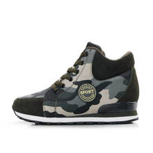 Size 42 Camouflage 6CM Height Increasing Casual Shoes Wedges Canvas Platform Woman Shoes Luxury High Top Lace Up Shoes Sneakers 2024 - buy cheap